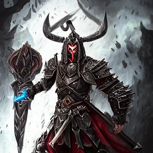 Image similar to Ares with heavy armor and sword, dark sword in Ares's hand, war theme, bloodbath battlefield, hot coloring, hearthstone art style, epic fantasy style art, fantasy epic digital art, epic fantasy card game art