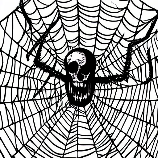 Image similar to nightmare ghost skull death bones fear terror horrifying demon cobweb spindly spider web haunting