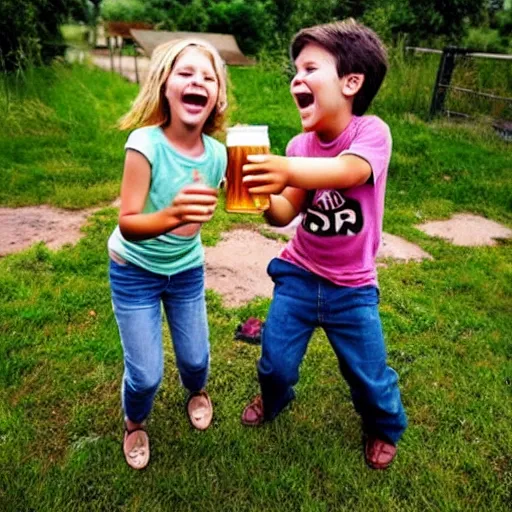 Image similar to children have fun with beer