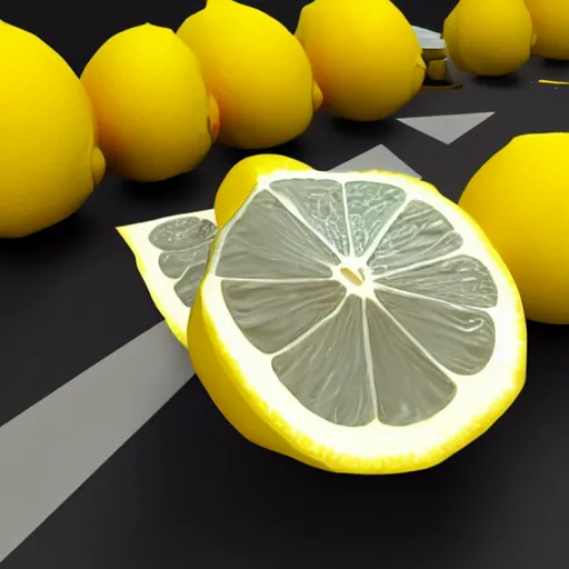 Image similar to a render of a low polygon lemon, unreal engine