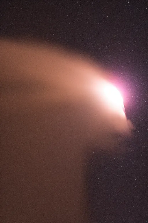 Prompt: Rocket about to impact into a meteor during the night, Photography, 8k, 200mm lens, f/2.5