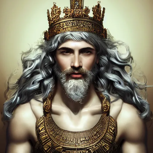 Prompt: portrait of a radiant greek mythology god, jewelry, crown, confident, handsome, stunning, dramatic lighting, detailed, very realistic, trending on Artstation, Cgsociety