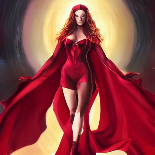 Image similar to the scarlet witch from marvel comics, artstation hall of fame gallery, editors choice, #1 digital painting of all time, most beautiful image ever created, emotionally evocative, greatest art ever made, lifetime achievement magnum opus masterpiece, the most amazing breathtaking image with the deepest message ever painted, a thing of beauty beyond imagination or words