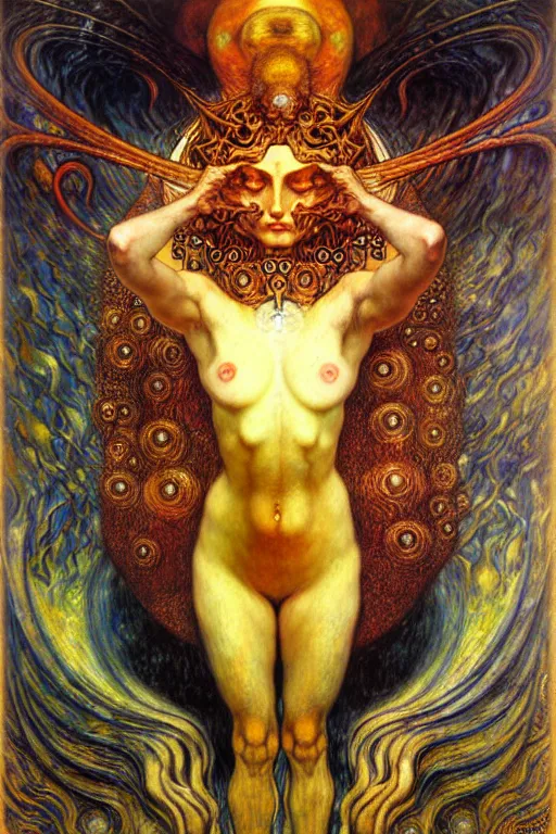 Image similar to Divine Chaos Engine by Karol Bak, Jean Delville, William Blake, Gustav Klimt, and Vincent Van Gogh, symbolist, visionary