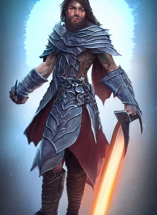 Image similar to ultra detailed fantasy fighter, dnd character portrait, full body, dnd, rpg, lotr game design fanart by concept art, behance hd, artstation, deviantart, global illumination radiating a glowing aura global illumination ray tracing hdr render in unreal engine 5