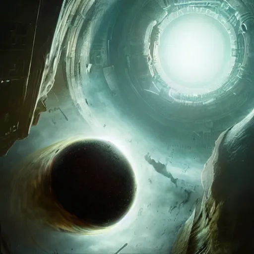 Image similar to hyperrealistic mixed media image of unimaginable incomprehensible terror escaping event horizon of black hole, stunning 3 d render inspired art by greg rutkowski and xiang duan and thomas eakes, perfect symmetry, flesh texture, realistic, highly detailed attributes and atmosphere, dim volumetric cinematic lighting, 8 k octane detailed render, post - processing, masterpiece,