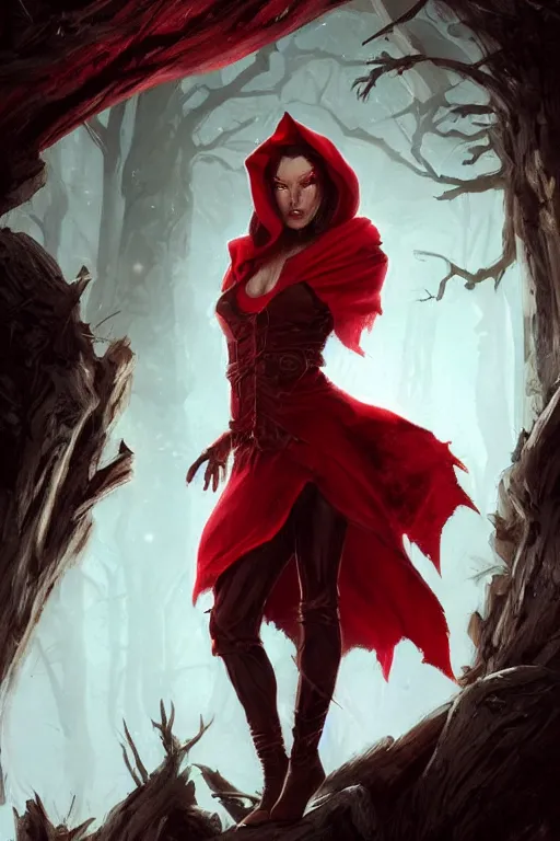 Image similar to lycan red riding hood, d & d, fantasy, portrait, highly detailed, headshot, digital painting, trending on artstation, concept art, sharp focus, illustration, art by artgerm and greg rutkowski and magali villeneuve