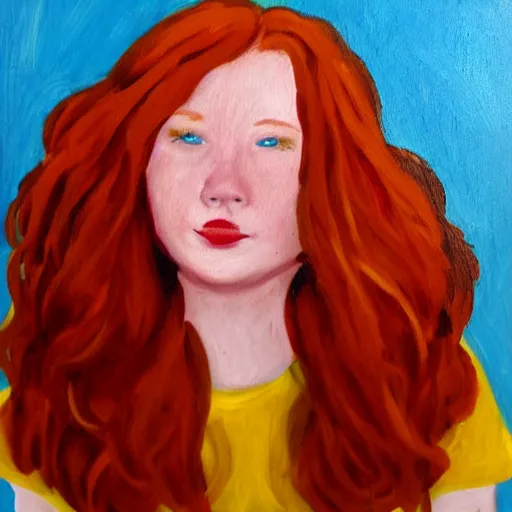 Prompt: portrait of a cute redheaded woman with freckles who is heavy set, in the style of pixar