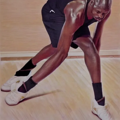 Prompt: michael jordan doing the splits, ballerina, portrait, high quality