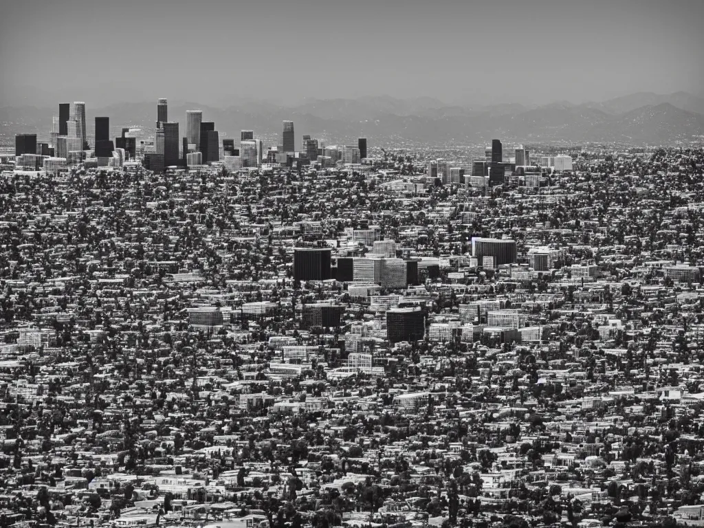 Image similar to “A black and white 28mm photo of Los Angeles”