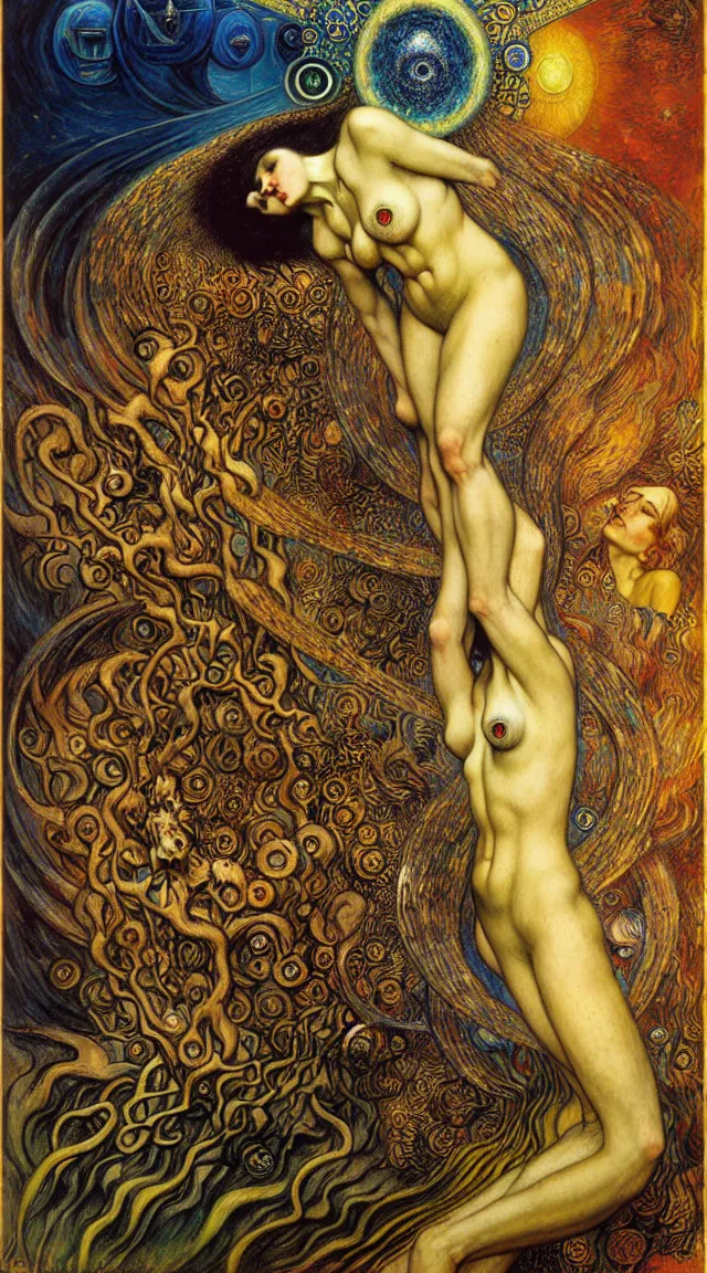 Image similar to Divine Chaos Engine by Karol Bak, Jean Delville, William Blake, Gustav Klimt, and Vincent Van Gogh, symbolist, visionary