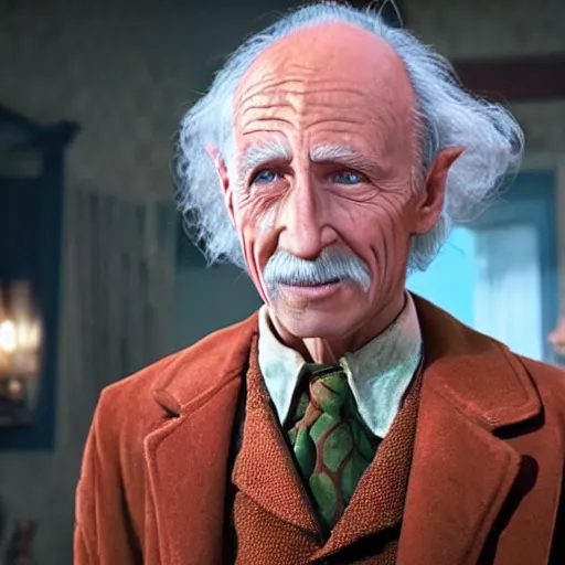 Image similar to a movie still of grandpa joe from willy wonka, finally found the lifetime supply of chocolate, dynamic lighting, 8 k, 2 0 2 2 picture of the year