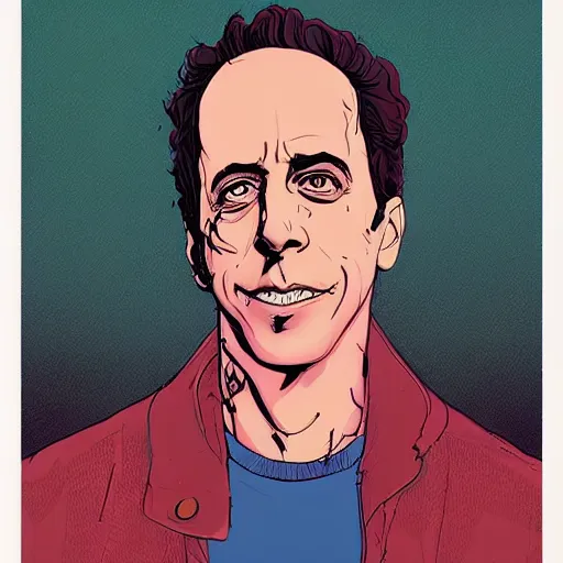 Prompt: a study of cell shaded portrait of jerry seinfeld 3 concept art, llustration, post grunge, concept art by josan gonzales and wlop, by james jean, Victo ngai, David Rubín, Mike Mignola, Laurie Greasley, highly detailed, sharp focus, alien, Trending on Artstation, HQ, deviantart, art by artgem