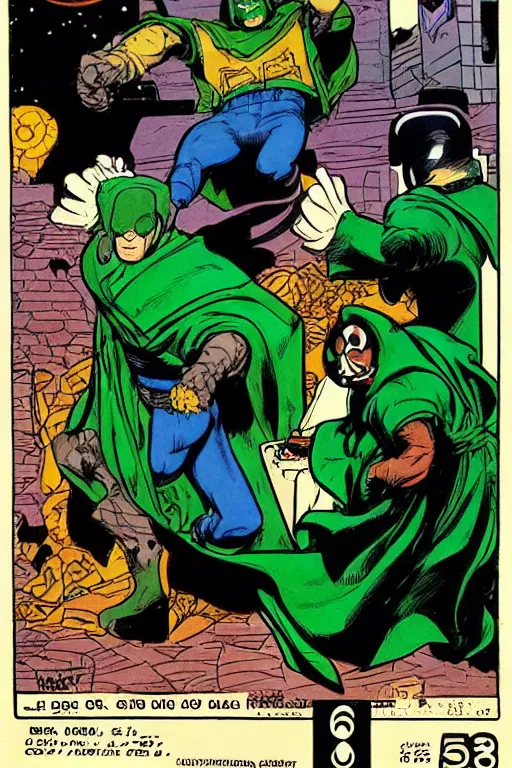 Prompt: dr. doom taking out the garbage, 6 0 ’ s style cartoon cover by jean henri gaston giraud, comic book artist moebius, comic book arzach style