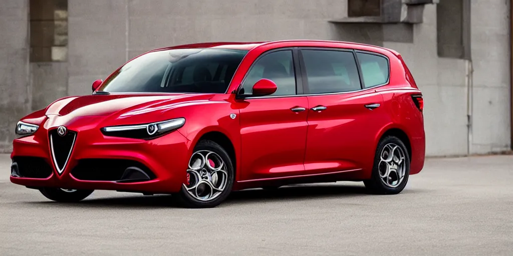 Image similar to “2022 Alfa Romeo Minivan, red”