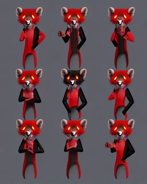 Image similar to furry - male - red - black - weasel - necromancer - fursona uhd ue 5 visual novel pc game expressions, photorealistic