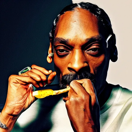 Prompt: Snoop Dogg smoking a banana, high details, detailed face, 4k