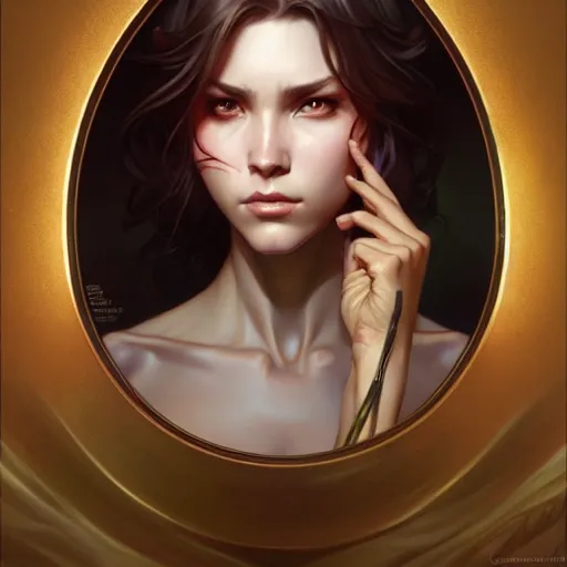 Image similar to portrait painting art by artgerm and greg rutkowski and charlie bowater and magali villeneuve and alphonse mucha