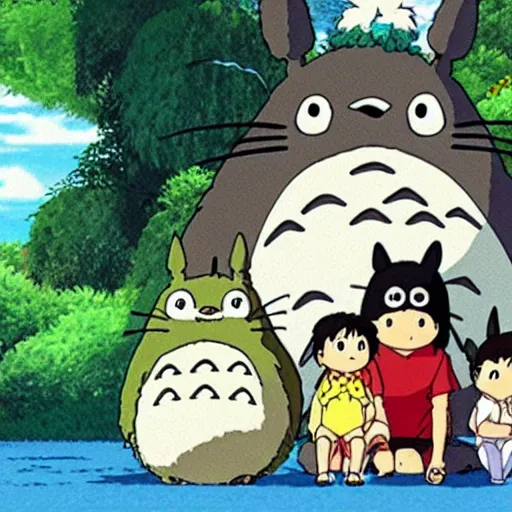 Image similar to a still from studio ghibli my neighbor totoro, animated movie,