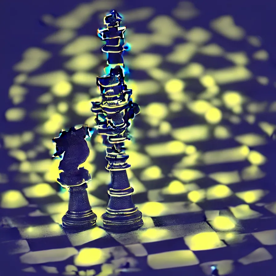 Image similar to vintage instamatic photo of a queen chess piece made of lights, bio mechanical, puddles, isometric 3 d, smooth 3 d illustration, cinematic matte painting, volumetric lighting,