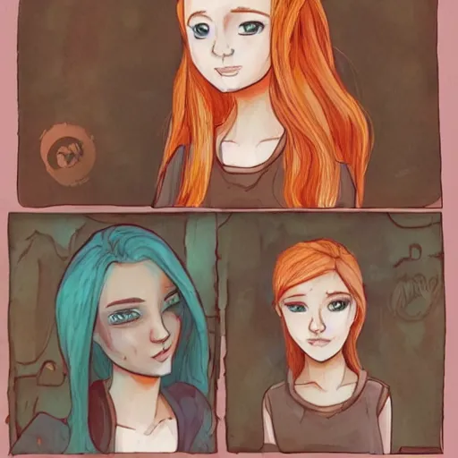 Prompt: cute ginger girls in the style of Loish