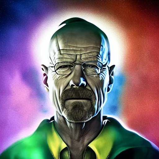 Image similar to Portrait of Walter White (played by Walter White) wearing the Infinity Gauntlet, trending on artstation, octane render