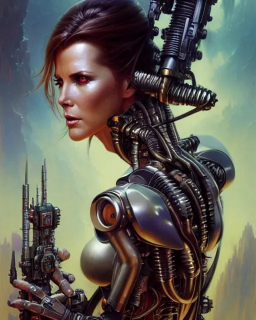 Prompt: kake beckinsale as a cyborg fantasy character portrait, ultra realistic, wide angle, intricate details, blade runner artifacts, highly detailed by peter mohrbacher, boris vallejo, hajime sorayama aaron horkey, gaston bussiere, craig mullins