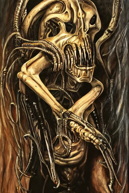 Prompt: portrait of streamer jerma 9 8 5!!, jeremy elbertson, painting by h. r. giger, lovecraftian horror, strands of being, metal album cover, high detail, sharp, sus guy, human figure, permanent bond between metal and man