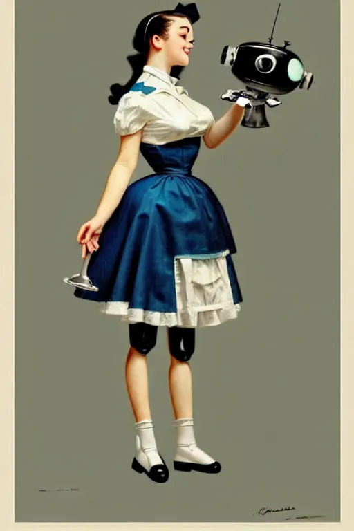Image similar to ( ( ( ( ( 1 9 5 0 s retro future android robot french maid. muted colors. childrens layout, ) ) ) ) ) by jean - baptiste monge,!!!!!!!!!!!!!!!!!!!!!!!!!