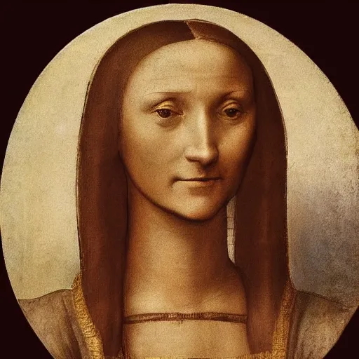 Image similar to a portrait of an old noble woman, tan skinned with brown hair by leonardo da vinci