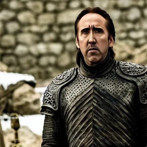 Prompt: nicholas cage as jaimie lannister in game of thrones