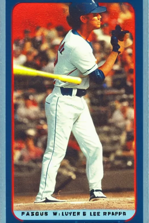 Prompt: baseball card of a player firing a laser blast out of a sci - fi rifle