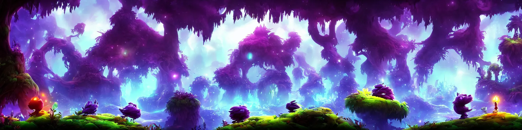 Image similar to Epic background in the style of Ori and the Blind Forest