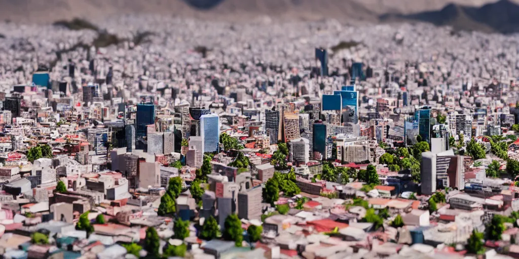 Image similar to a miniature diorama of santiago de chile, macro photography