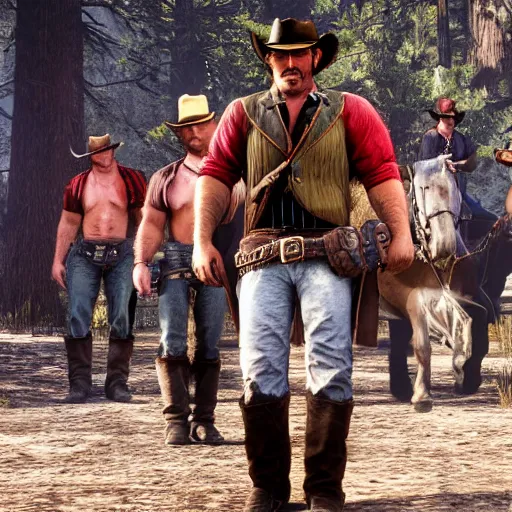 Prompt: Billy Herrington in Red Dead Redemption 2