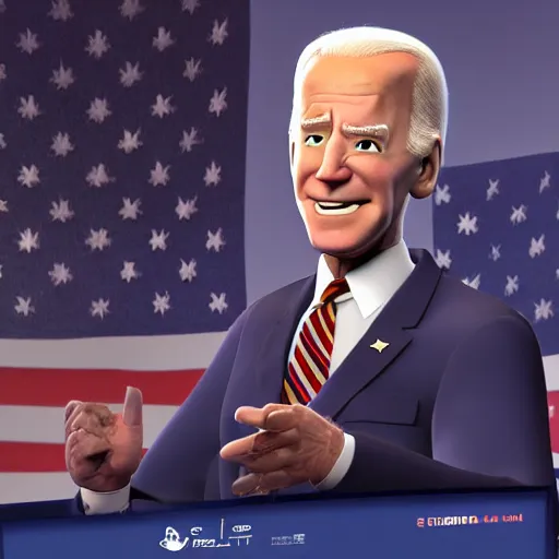 Image similar to joe biden on meth as seen in award winning animated pixar movie 4k octane render