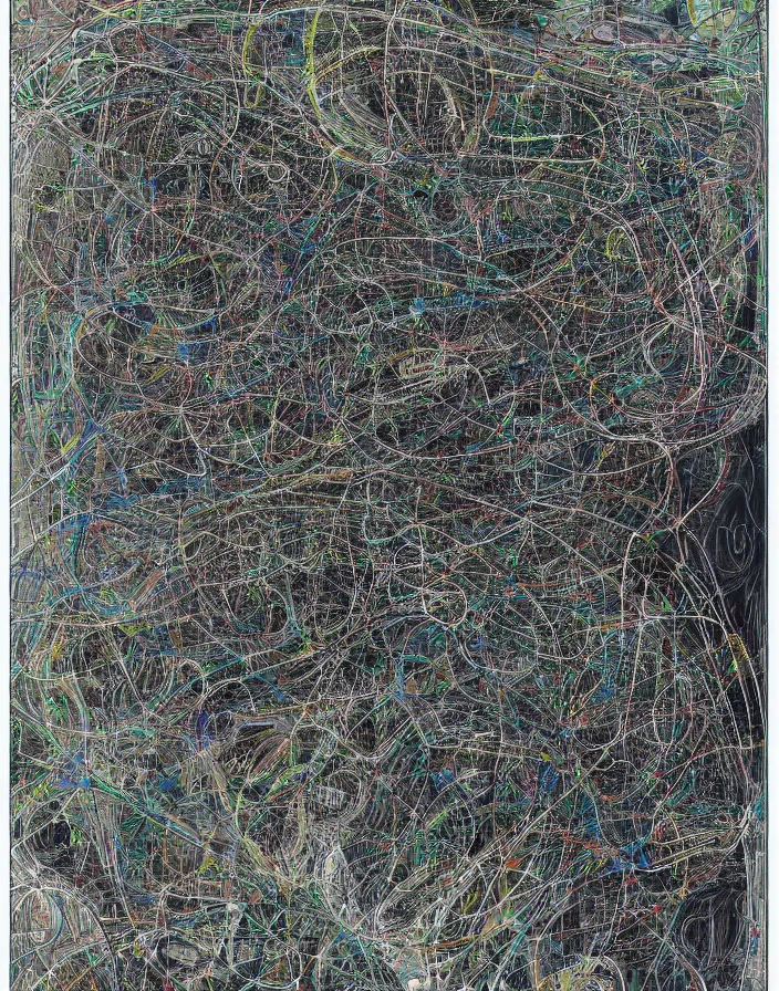Image similar to hyper detailed industraial & utility flow field neural path by affandi