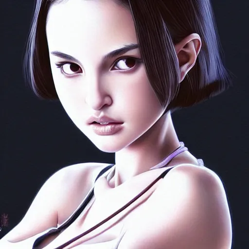 Image similar to a beautiful young japanese natalie portman alluring gravure model, wearing elaborate designer tank top, by akira toriyama and wlop and ilya kuvshinov and artgerm and, aesthetic, gorgeous, stunning, alluring, attractive, artstation, deviantart, pinterest, digital art