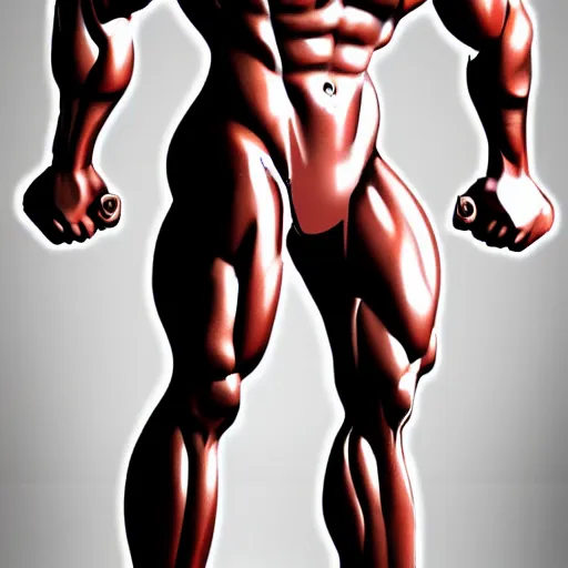Image similar to a realistic detailed photo of a bodybuilder who is also a male android Vladimir Putin, shiny skin, posing robotically, blank stare