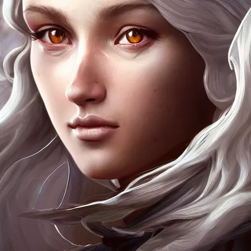 Image similar to winds of winter, au naturel, grey eyes, hyper detailed, digital art, trending in artstation, cinematic lighting, studio quality, smooth render, unreal engine 5 rendered, octane rendered, concept art, smooth, sharp focus, illustration, art by artgerm and greg rutkowski and alphonse mucha and ian sprigger and wlop and krenz cushart