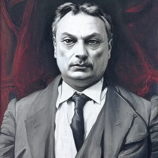 Image similar to a portrait of viktor orban in the style of The Fallen Angel (1847) painting by Alexandre Cabanel