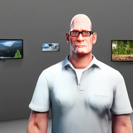 Image similar to hank hill unreal engine 5, realistic