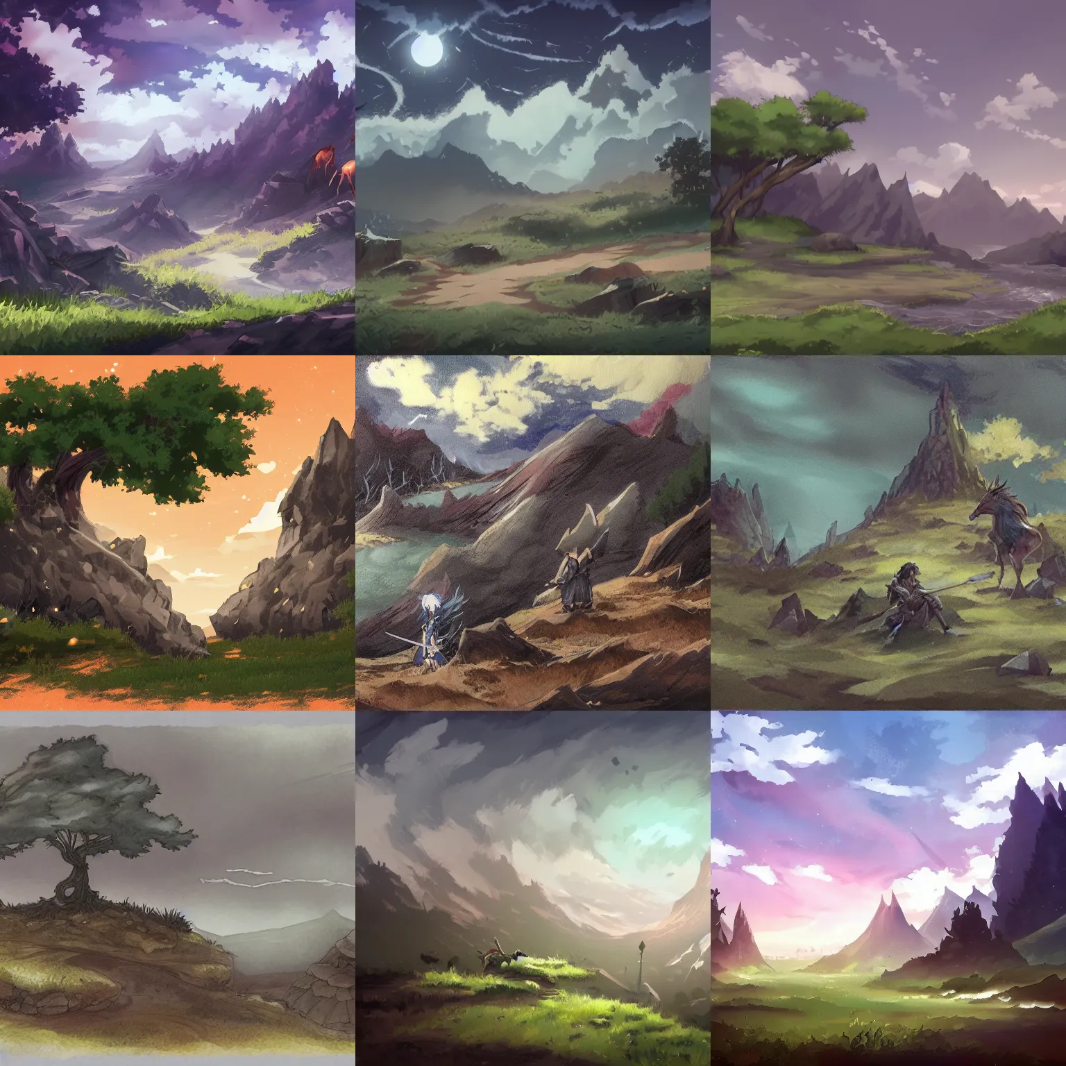 Prompt: a landscape in the style of gleipnir and grimgar