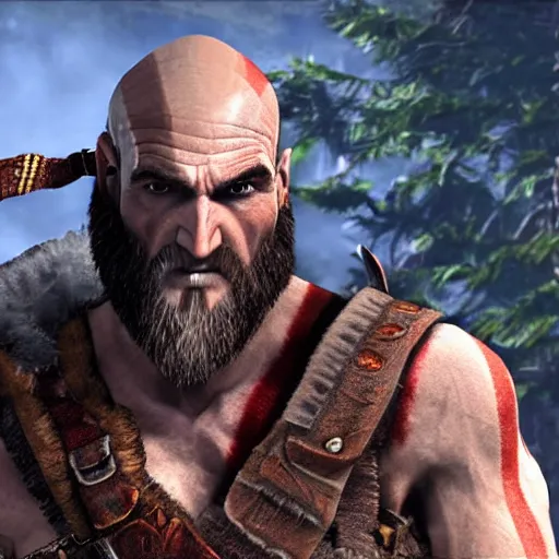 Image similar to quentin tarantino in the video game god of war