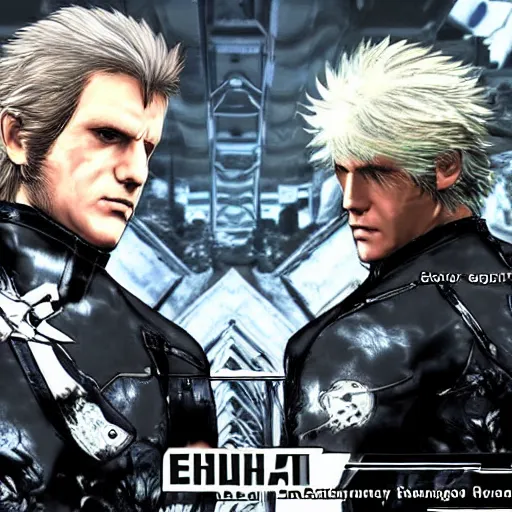 Prompt: hegel versus schopenhauer in metal gear rising : revengeance