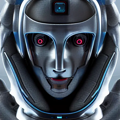 Image similar to headshot closeup of a robot android on sale in the year 2550, intricate mechanics, ,octane render, 8k, dramatic lighting