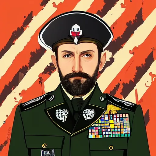 Image similar to “Zelensky with a beard wearing military uniform in GTA V, cover art by Stephen Bliss, Boxart, loadscreen”