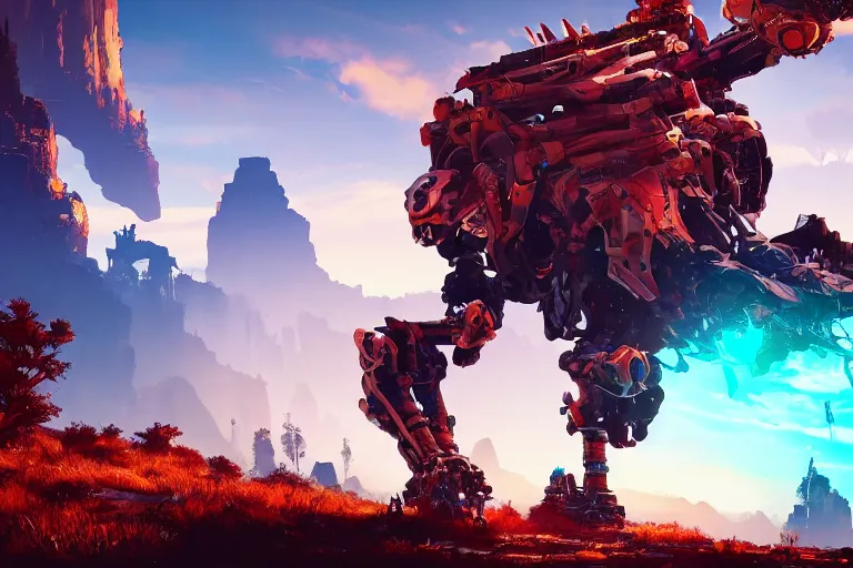 Image similar to scorcher machine mecanical creature robot of horizon forbidden west horizon zero dawn bioluminiscence global illumination ray tracing hdr fanart arstation by ian pesty and alena aenami artworks in 4 k