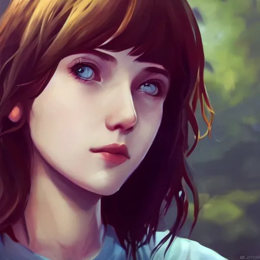 Image similar to a selfie of max caulfield, fantasy, intricate, young and cute, highly detailed, digital painting, artstation, concept art, smooth, sharp focus, illustration, unreal engine, life is strange, Edouard Caplain