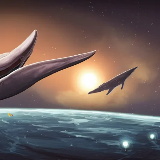 Prompt: no man's sky concept art space whale